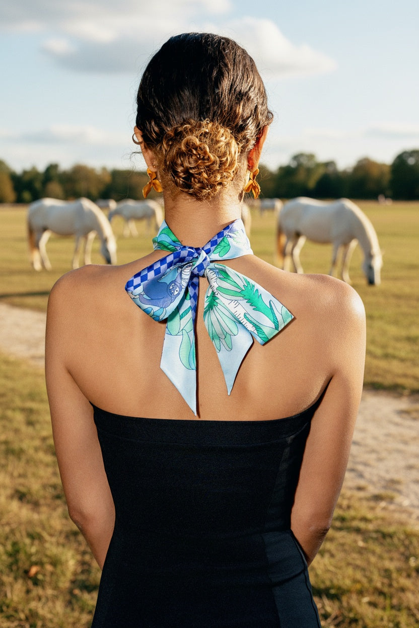 Silk Skinny Scarf Jungle Party