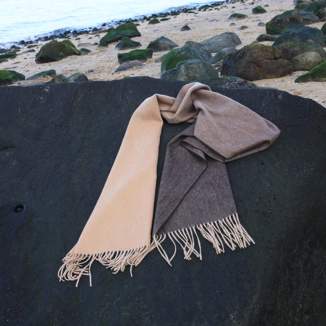 Ombre Cashmere Scarf - Camel & Grey