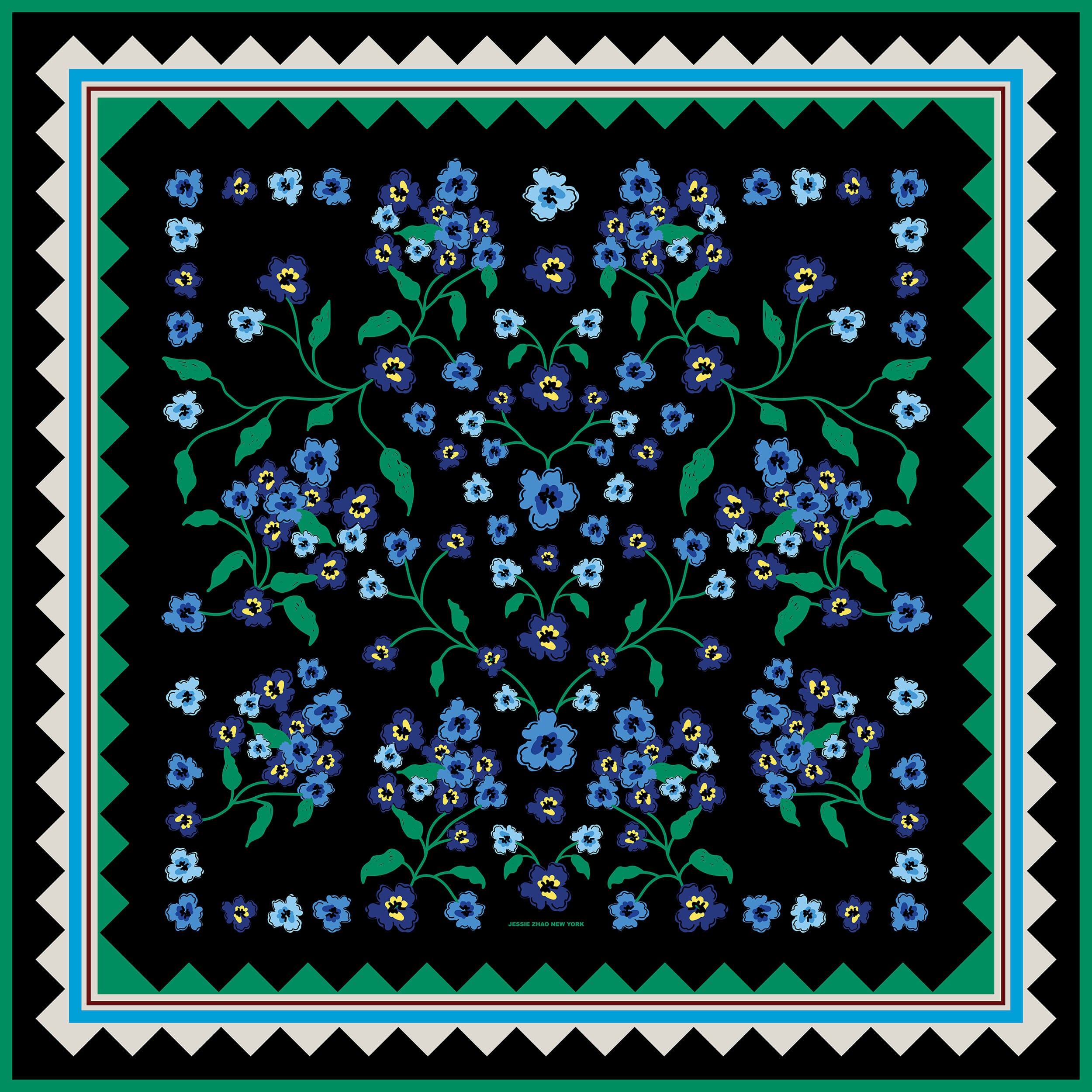 Garden Nocturne Double Sided Silk Scarf