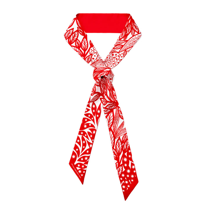Silk Skinny Scarf Scarlet Tree of Life