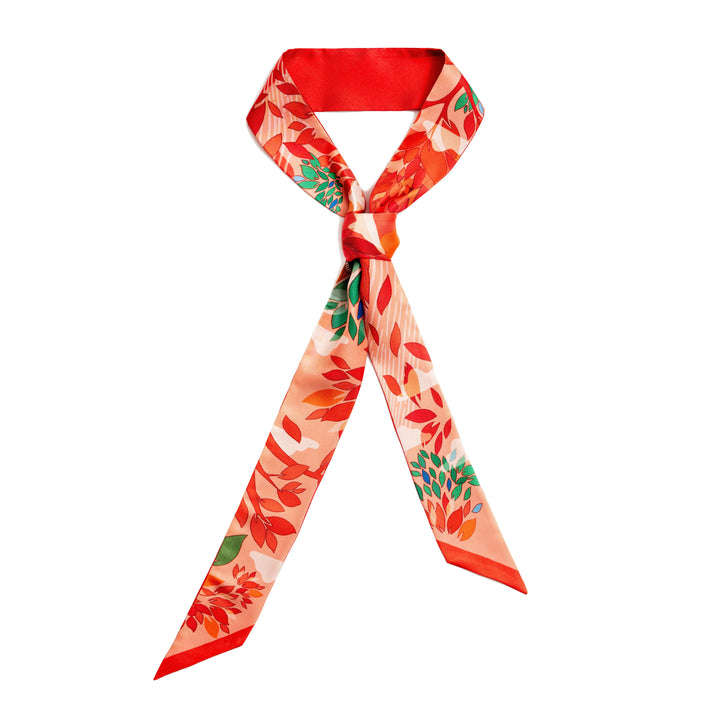 Silk Skinny Scarf Crossing Red