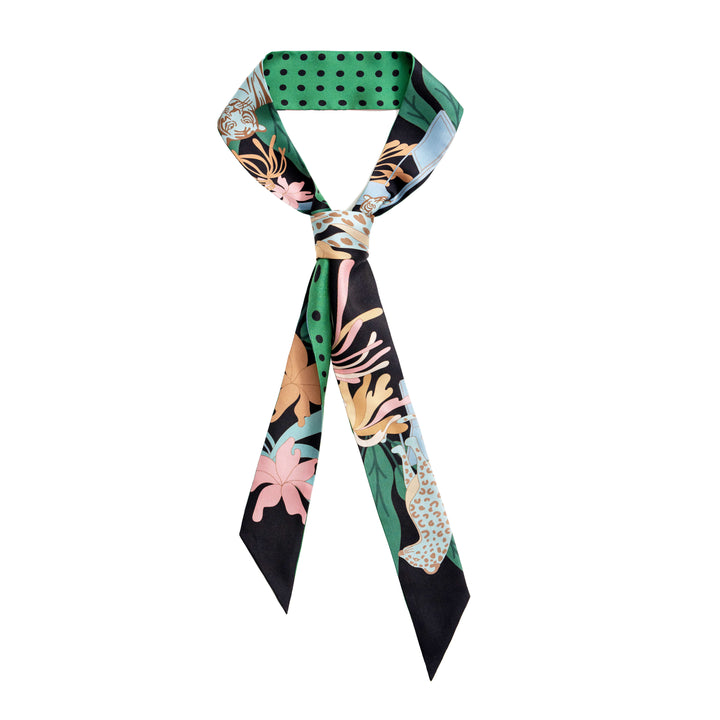 Silk Skinny Scarf Night Jungle Gathering