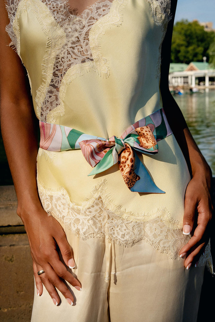 Silk Skinny Scarf Indoor Forest