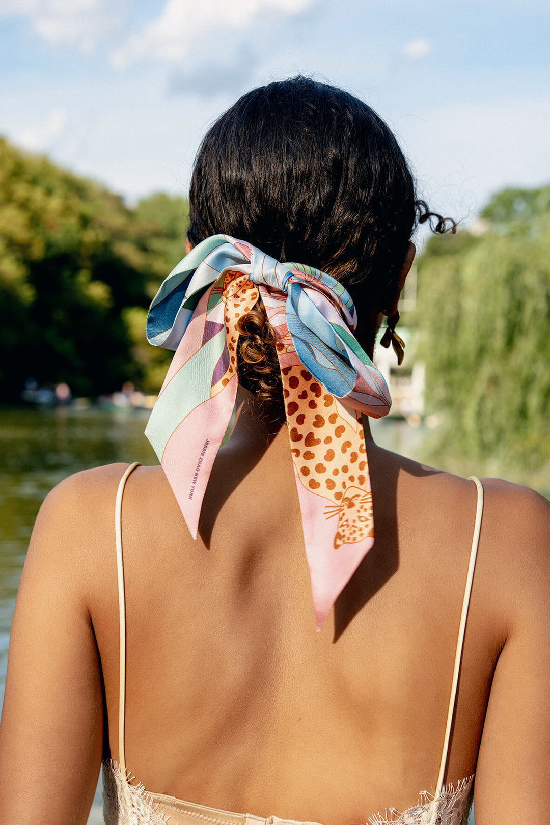 Silk Skinny Scarf Indoor Forest