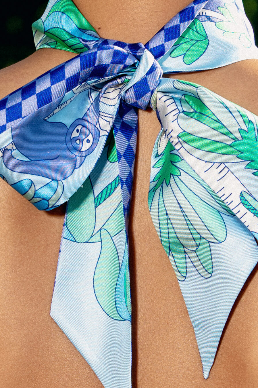 Silk Skinny Scarf Jungle Party