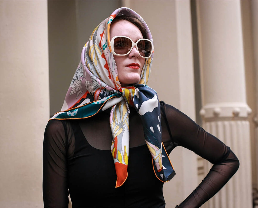 Double Sided Silk Scarf Of World Travel