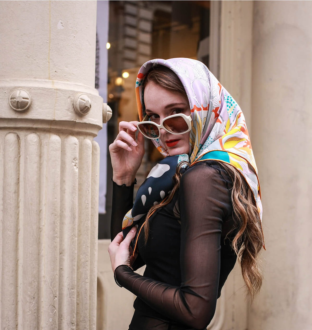 Double Sided Silk Scarf Of World Travel