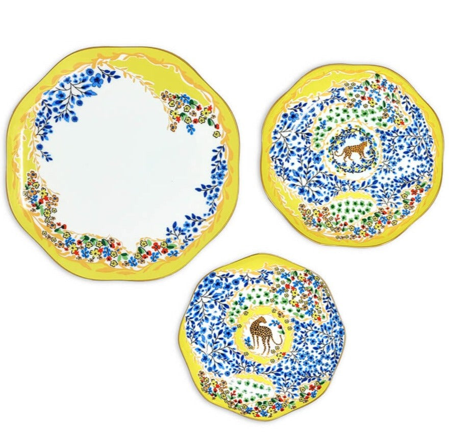 Blue and cheap yellow dishes