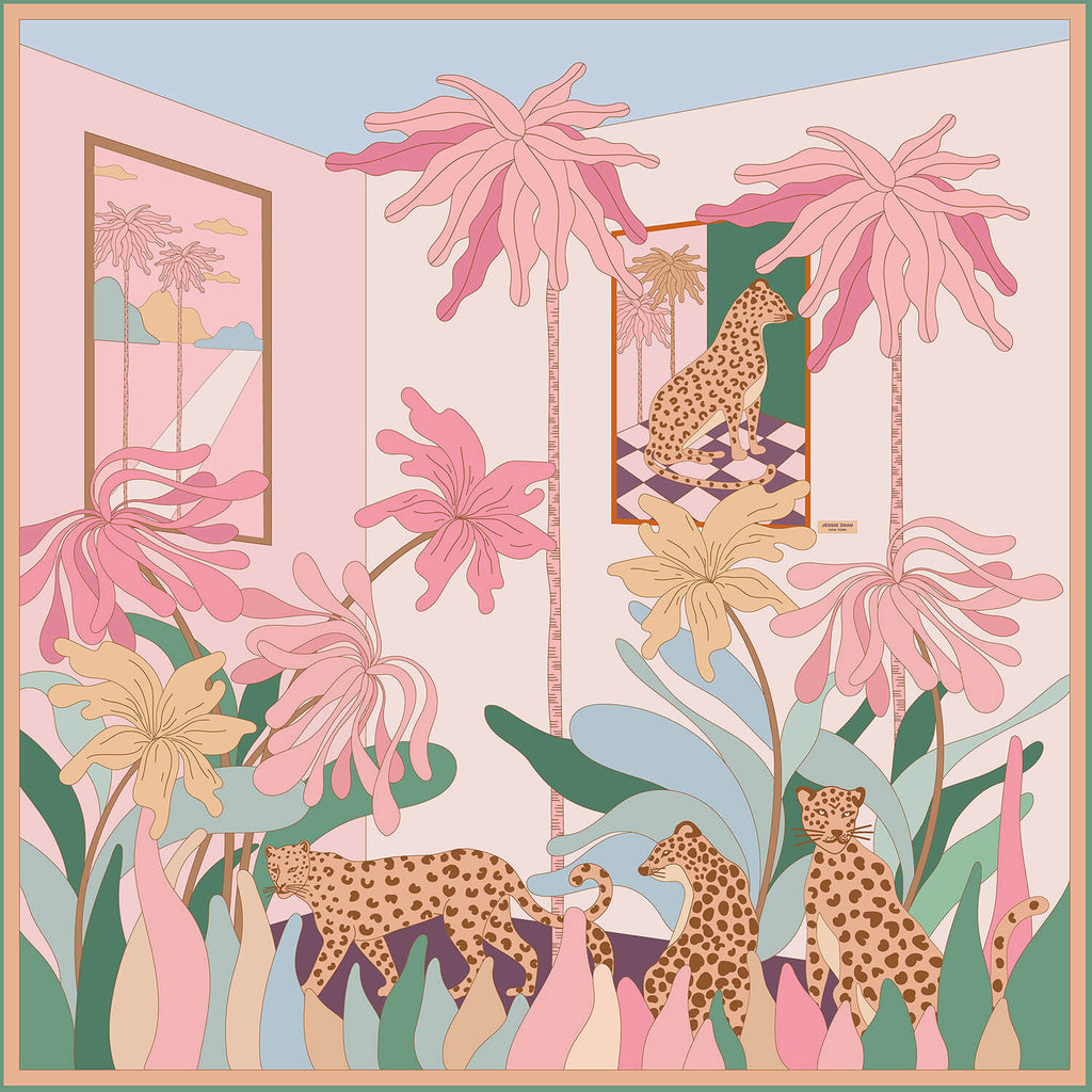 Double Sided Silk Scarf Indoor Forest