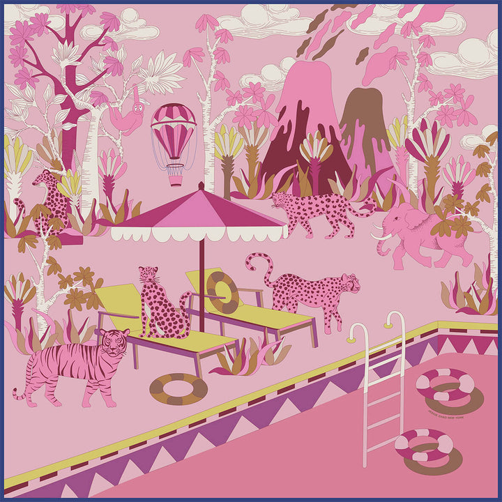 Double Sided Silk Scarf Jungle Party