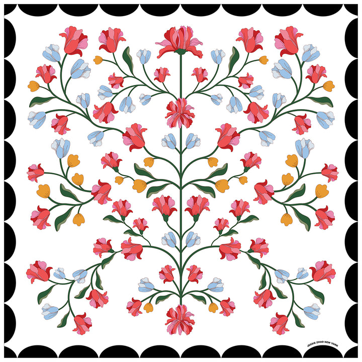 Double Sided Silk Scarf Floral Echo