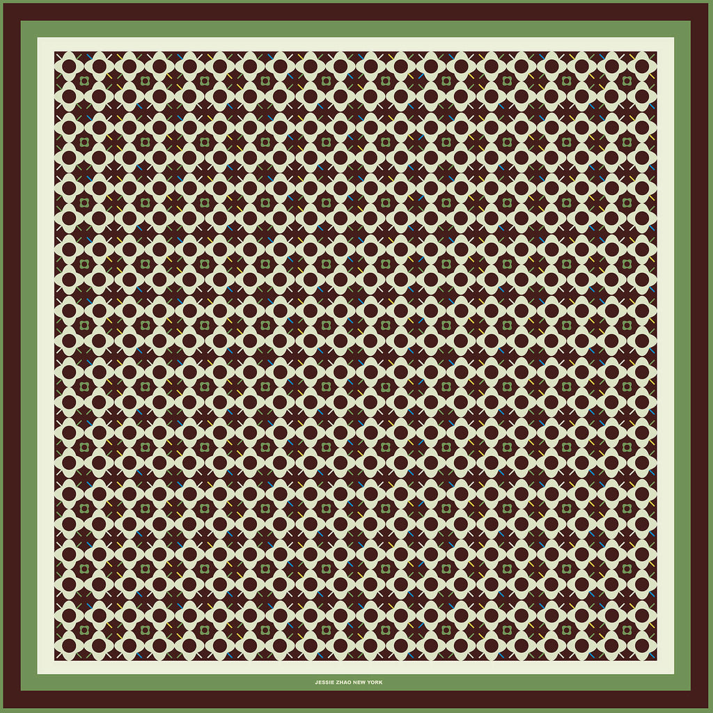 Double Sided Silk Scarf Polka Dot Bloom
