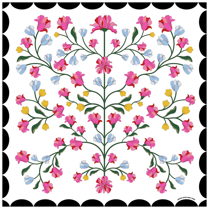 Double Sided Silk Scarf Floral Echo