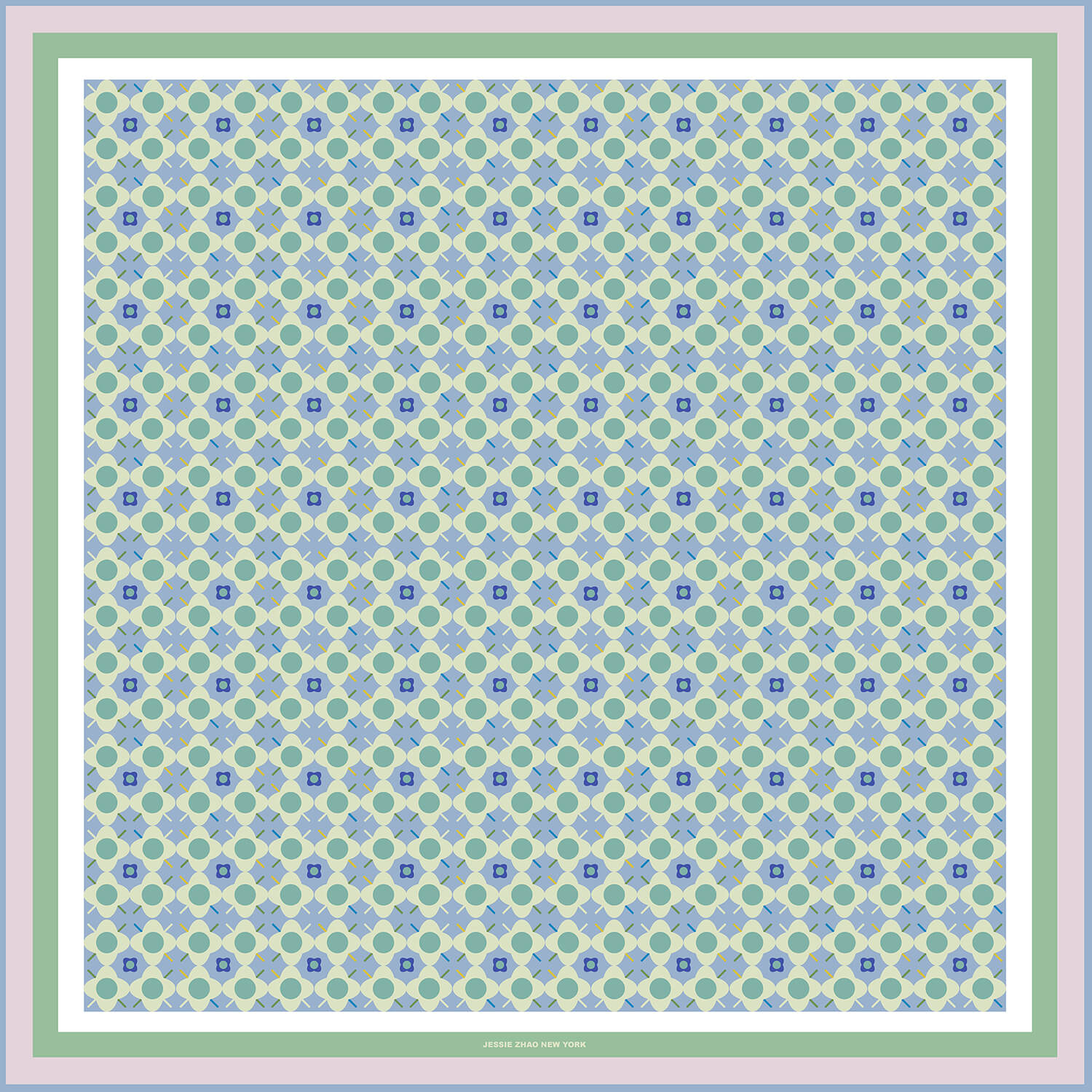 SHELLAC×semantic design ローズ柄 転写プリントブルゾン Double Sided Silk Scarf Of Polka Dot Bloom - Green