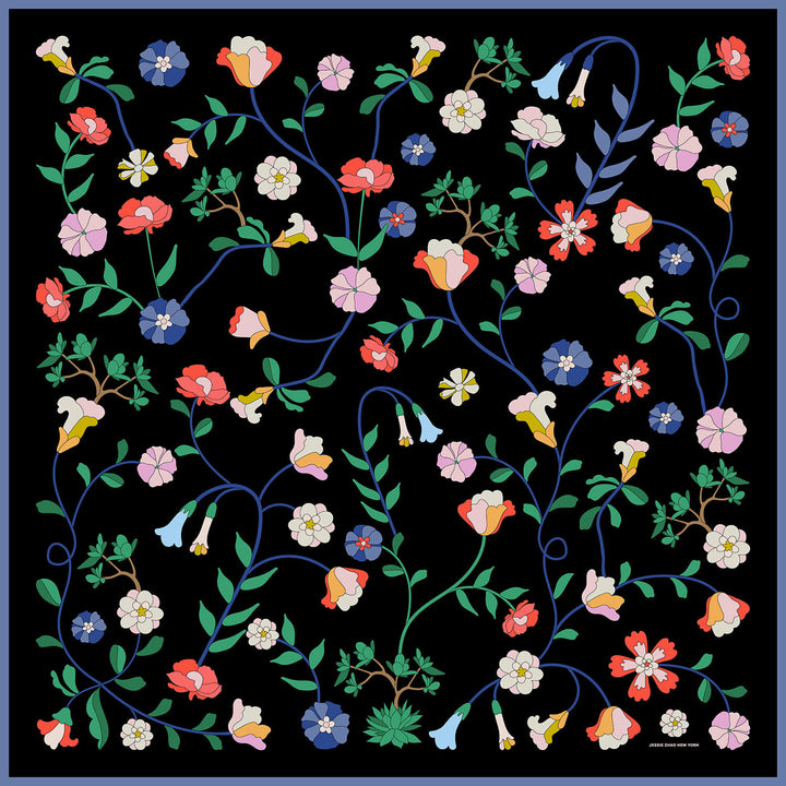 Blooming Night Double Sided Silk Scarf