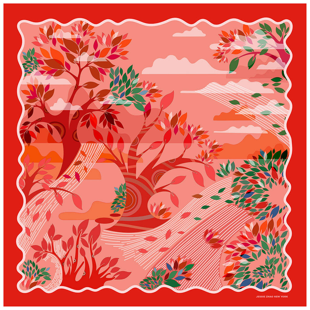 Double Sided Silk Scarf Crossing