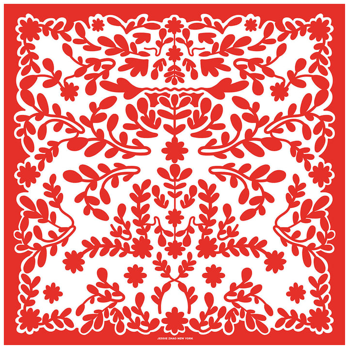 Double Sided Silk Scarf Red Blessing