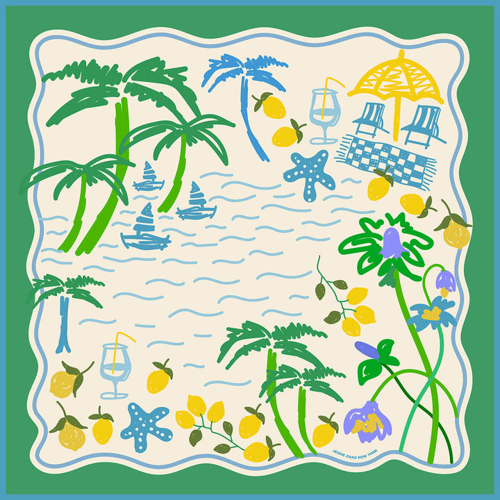 Capri Impression Double Sided Silk Scarf