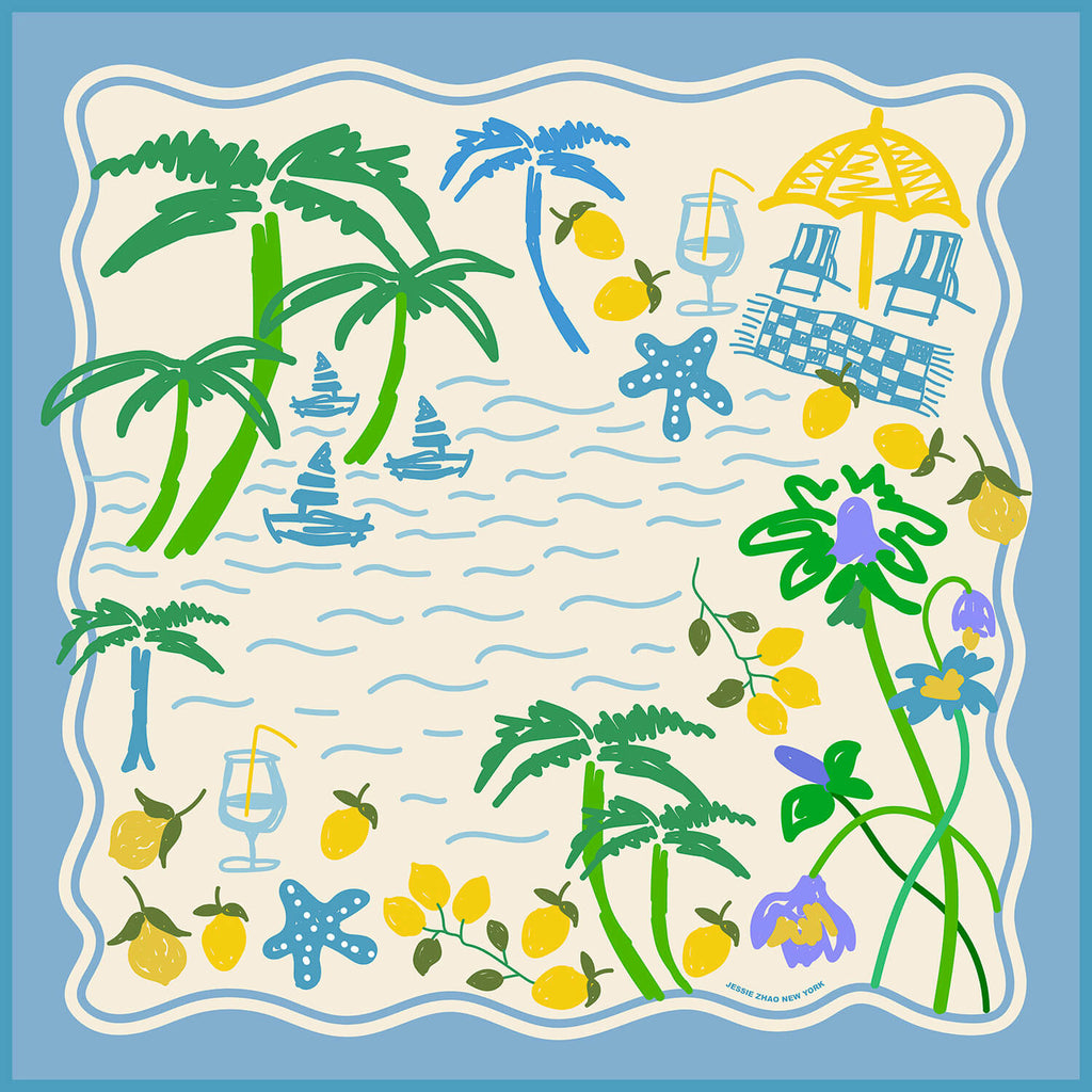 Capri Impression Double Sided Silk Scarf