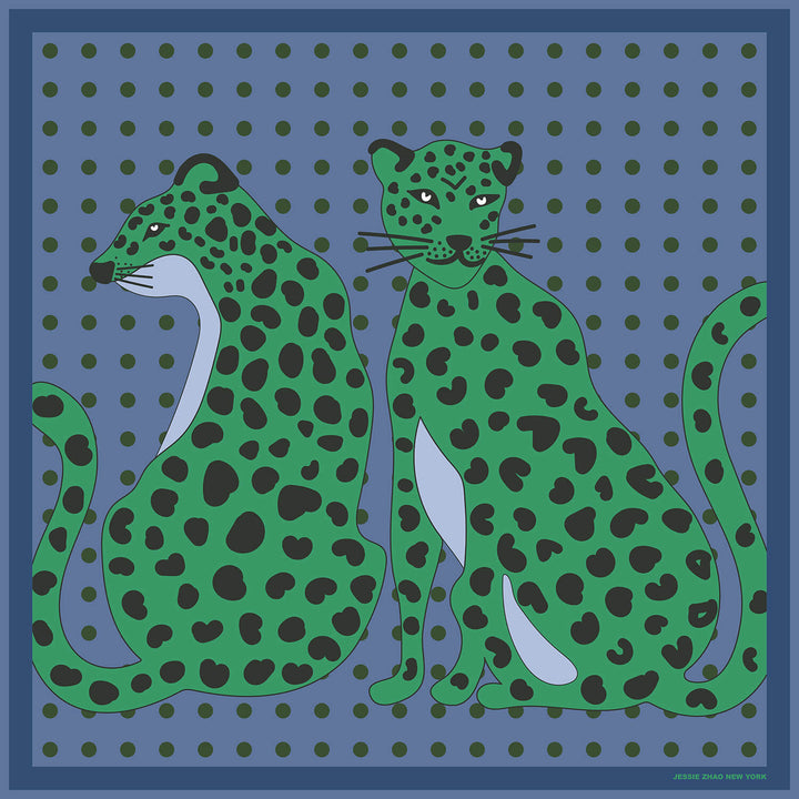 Twin Leopards Double Sided Silk Scarf