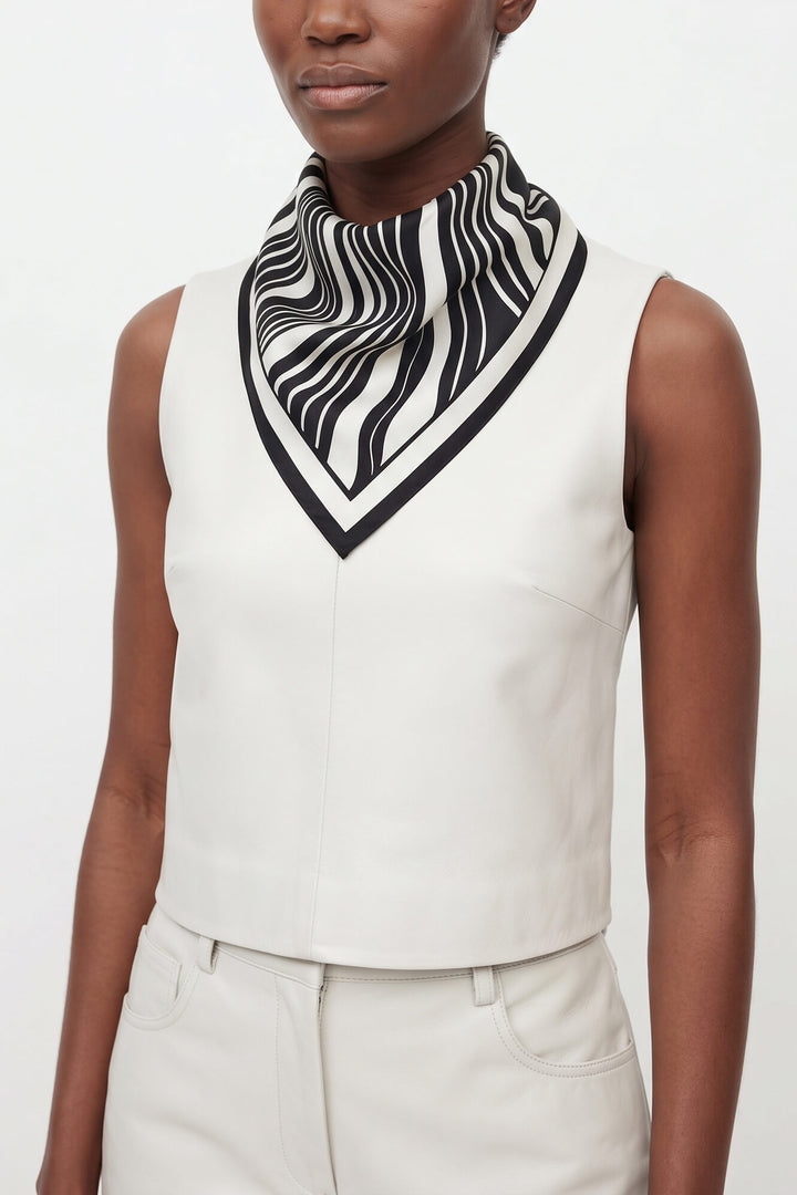 Zebra Wave Triangle Silk Scarf