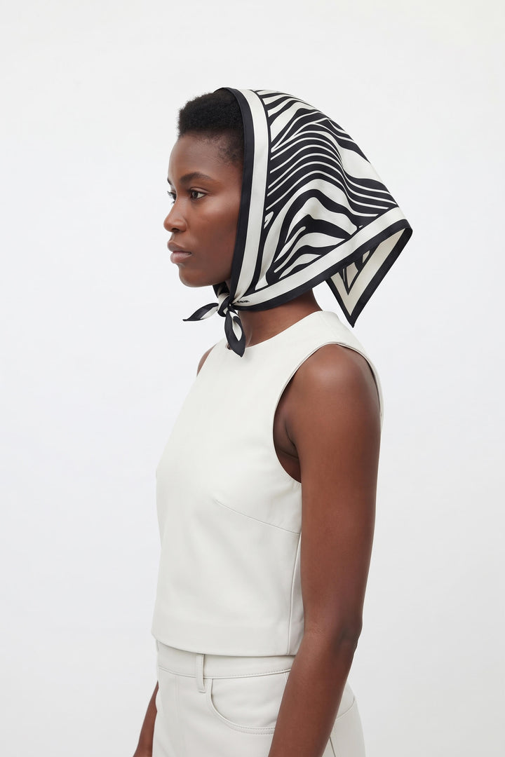 Zebra Wave Triangle Silk Scarf
