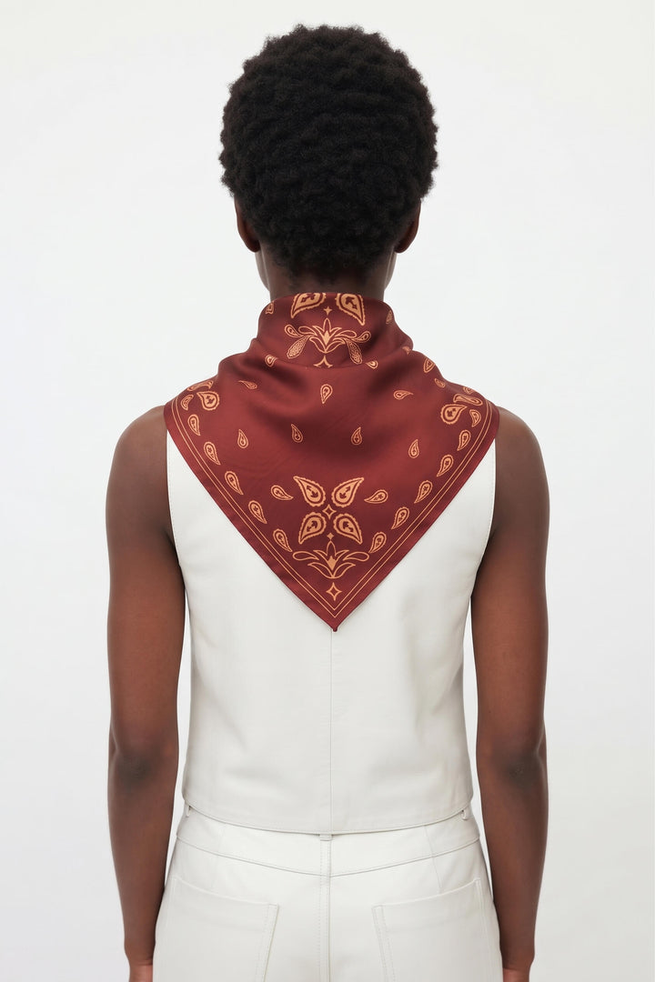 Scarlet Paisley Triangle Silk Scarf