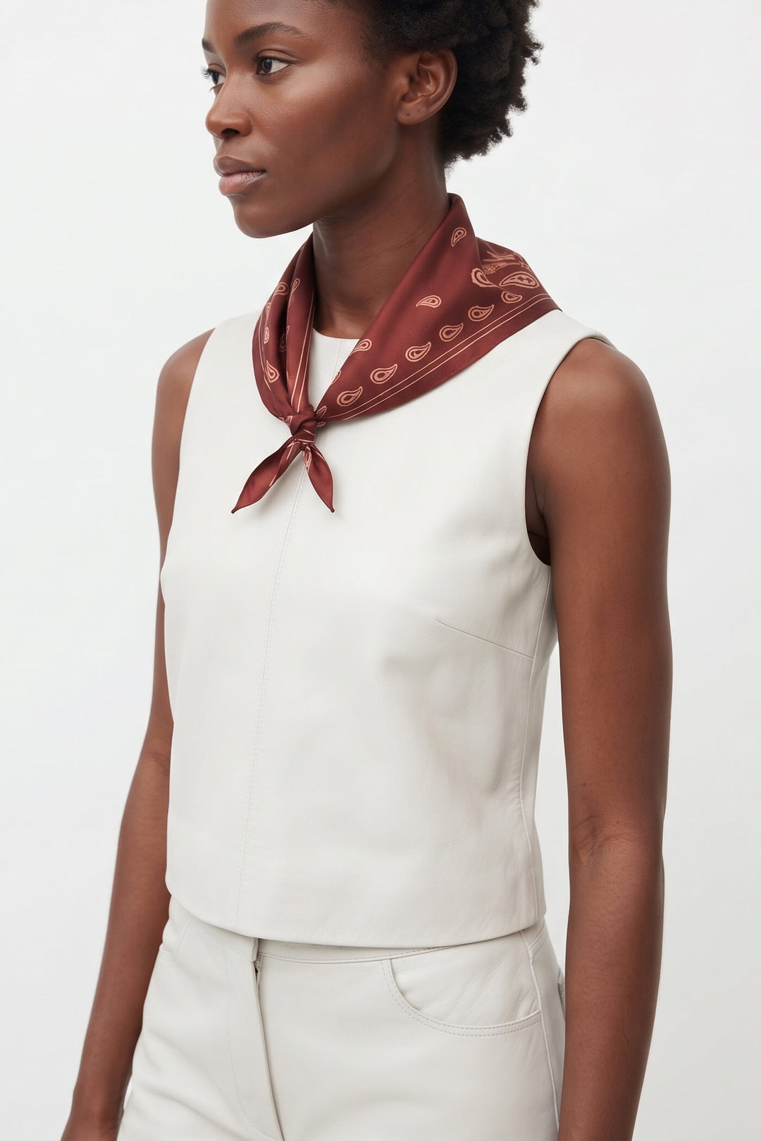 Scarlet Paisley Triangle Silk Scarf