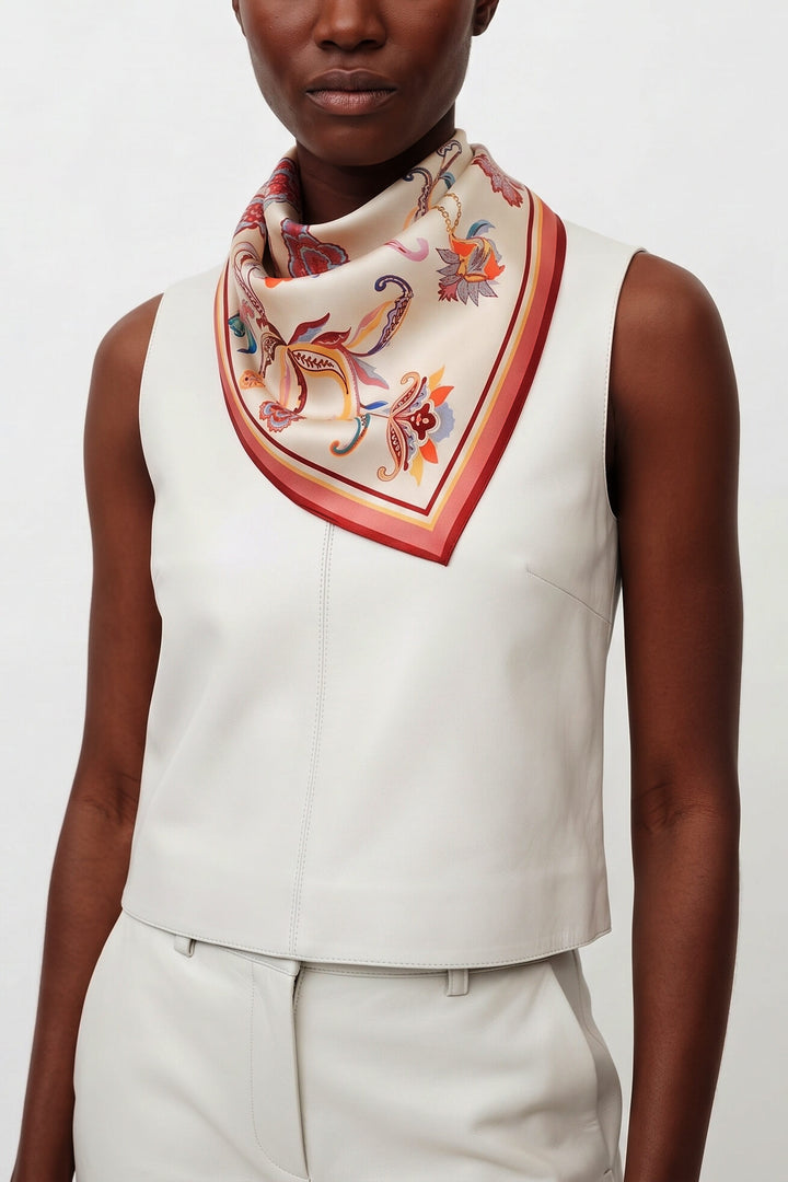 Terra Paisley Triangle Silk Scarf