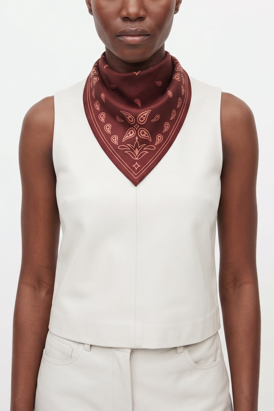 Scarlet Paisley Triangle Silk Scarf