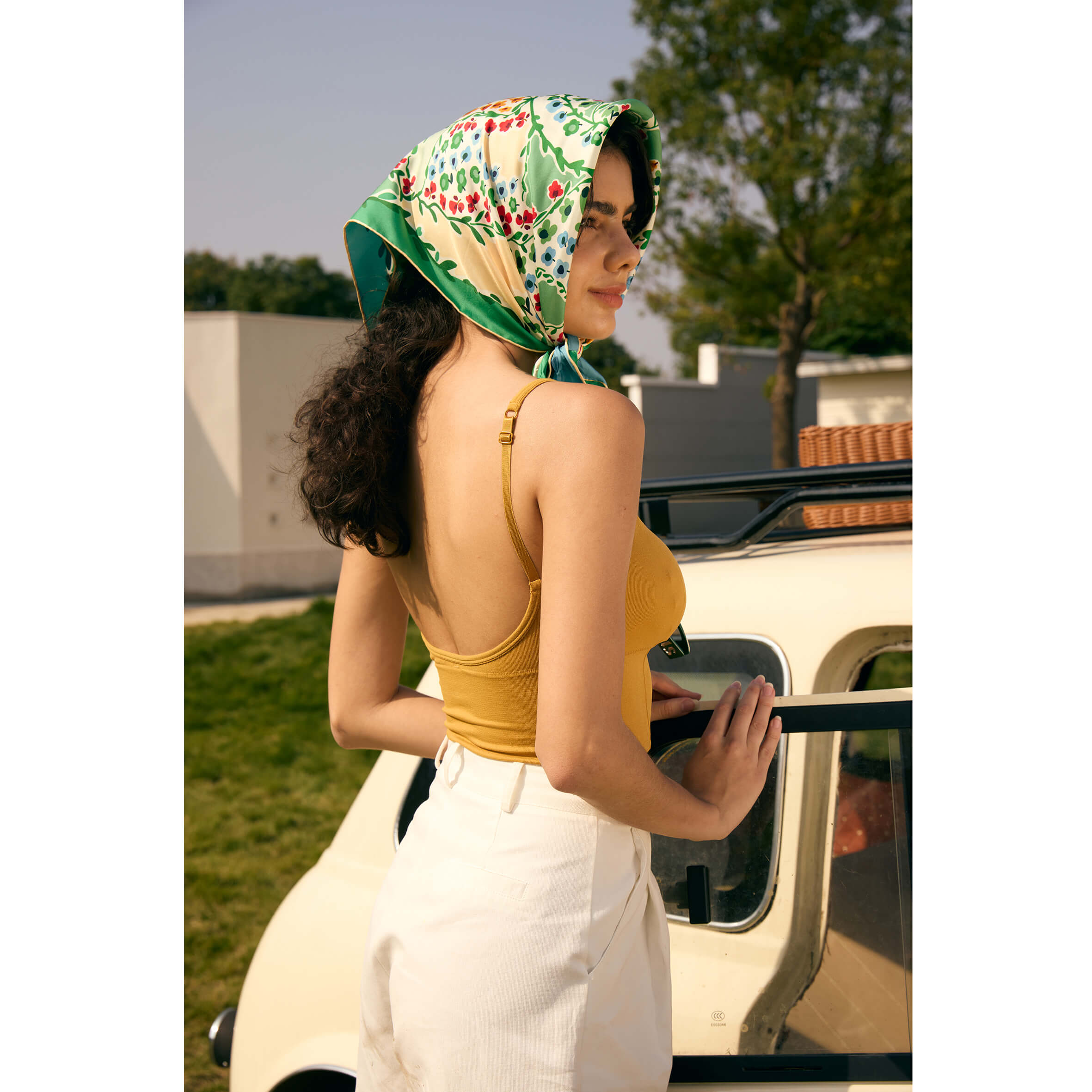 SATISFY SILK SCARF 62×62cm Camellia Cream | Oversized Silk Square Scarf – Louis Jane