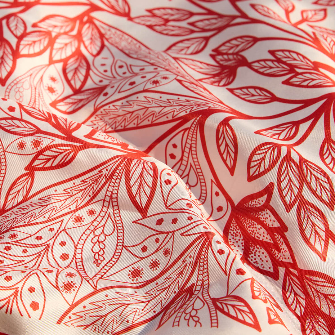 Double Sided Silk Scarf Of Scarlet Tree of Life