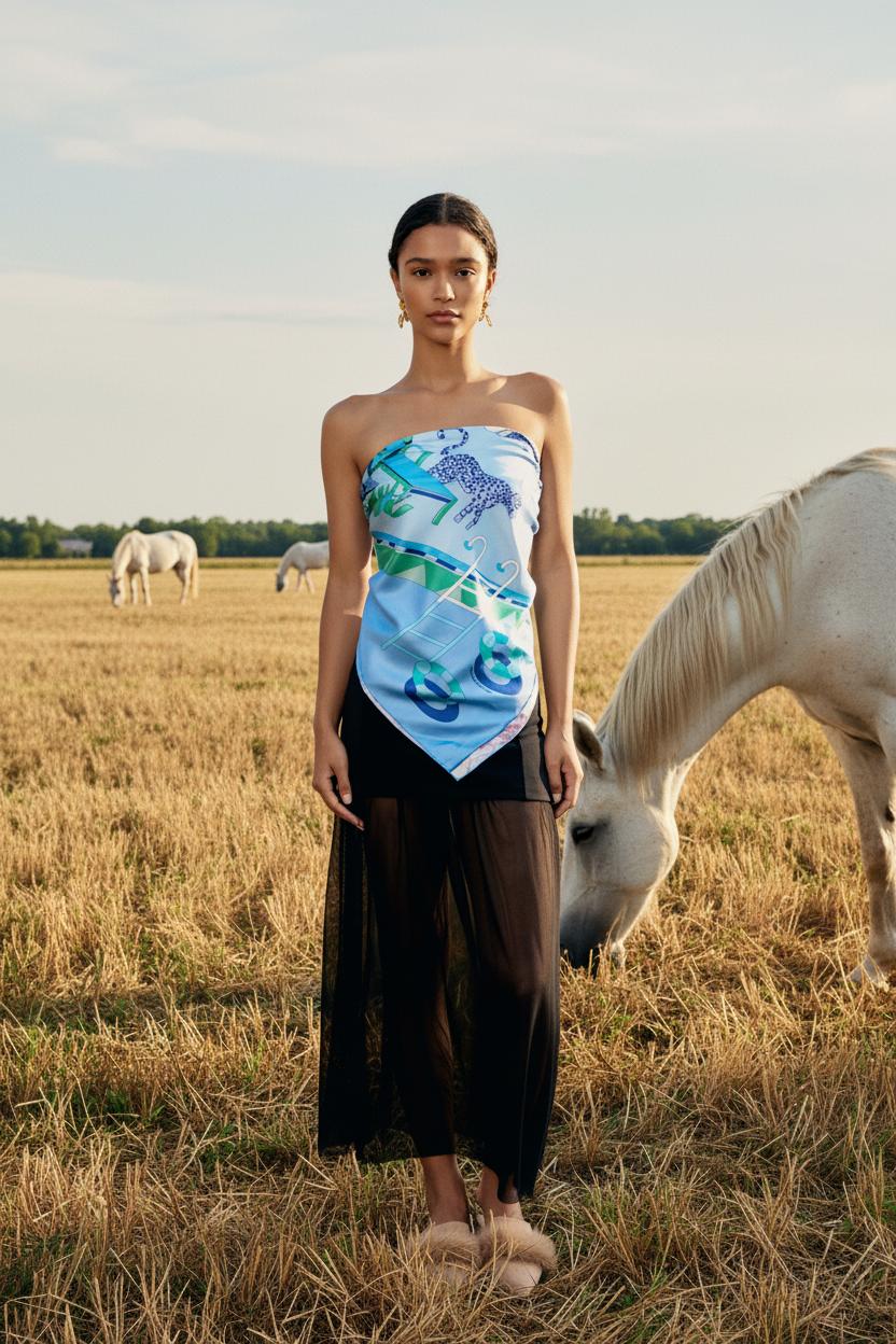 Double Sided Silk Scarf Jungle Party