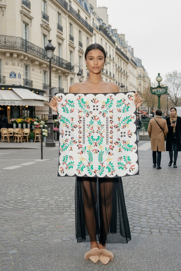 Double Sided Silk Scarf Floral Parade