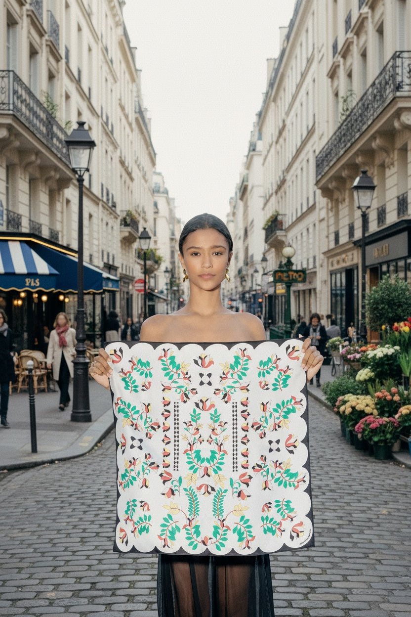 Double Sided Silk Scarf Floral Parade