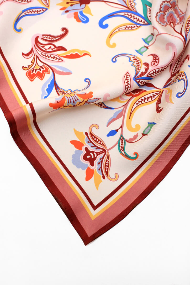 Terra Paisley Triangle Silk Scarf