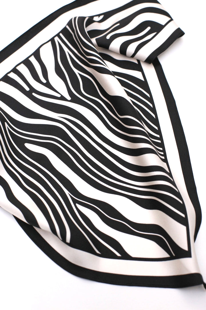Zebra Wave Triangle Silk Scarf