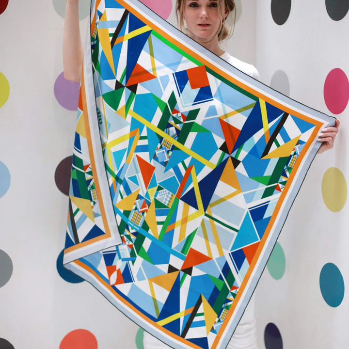 Double Sided Silk Scarf Of Triangle Magic