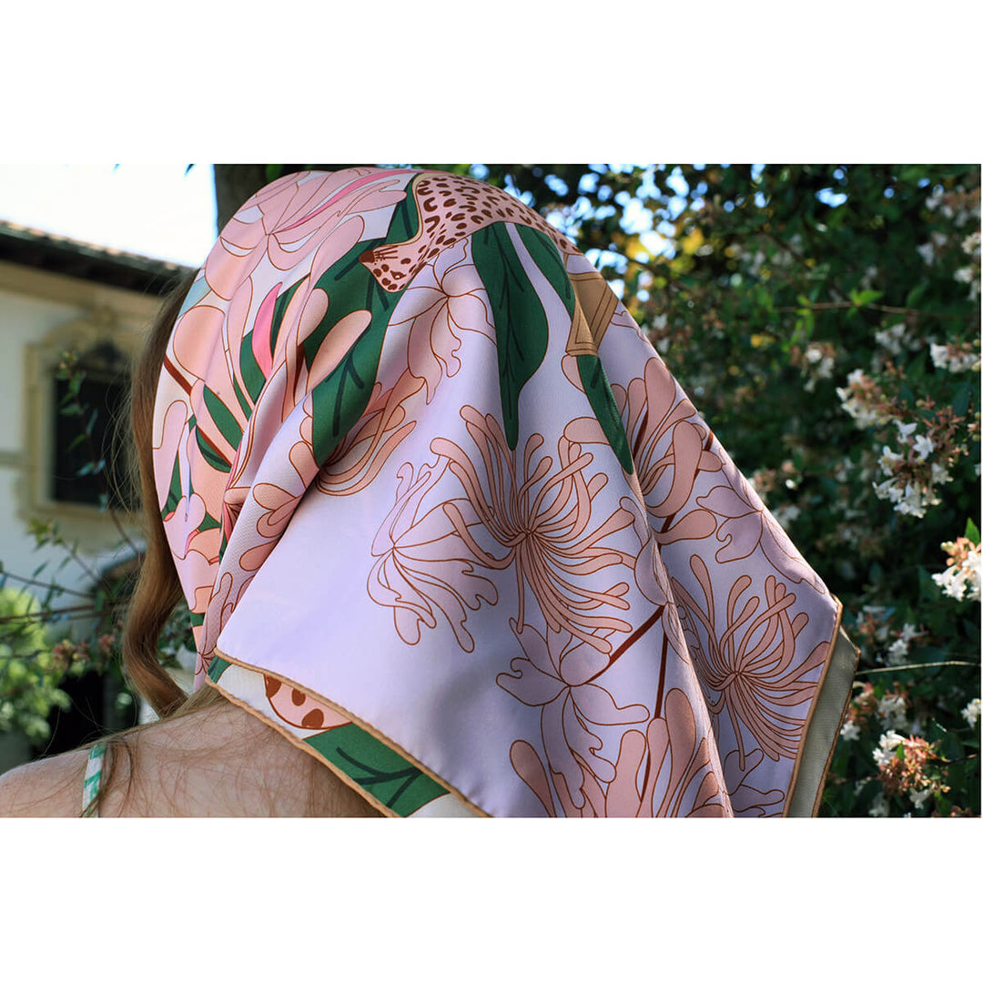 Double Sided Silk Scarf Of Jungle Gathering