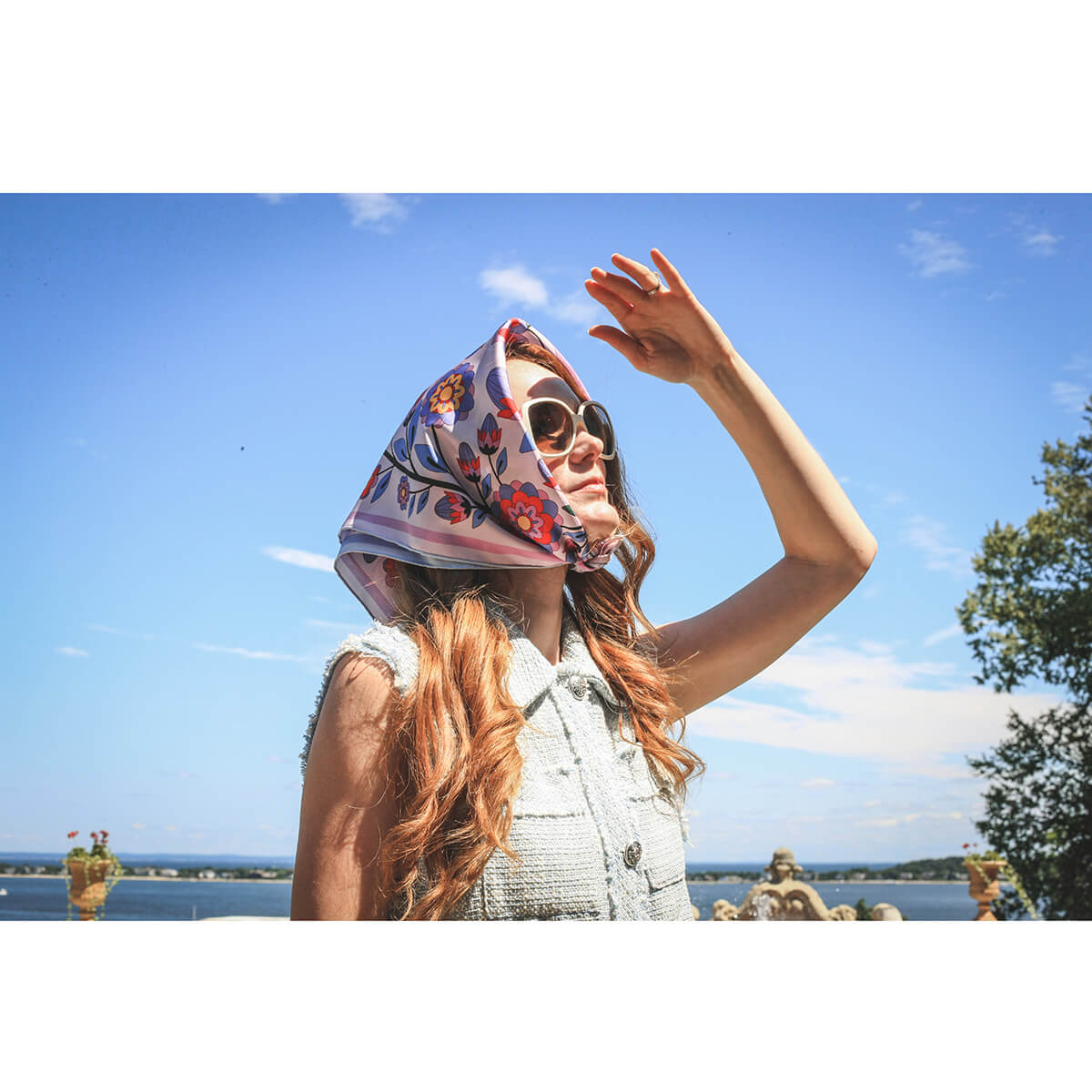 Double Sided Silk Scarf Of Pink Garden