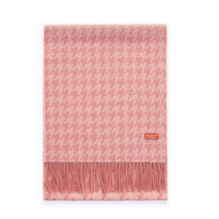 Houndstooth Wool Scarf - Pink