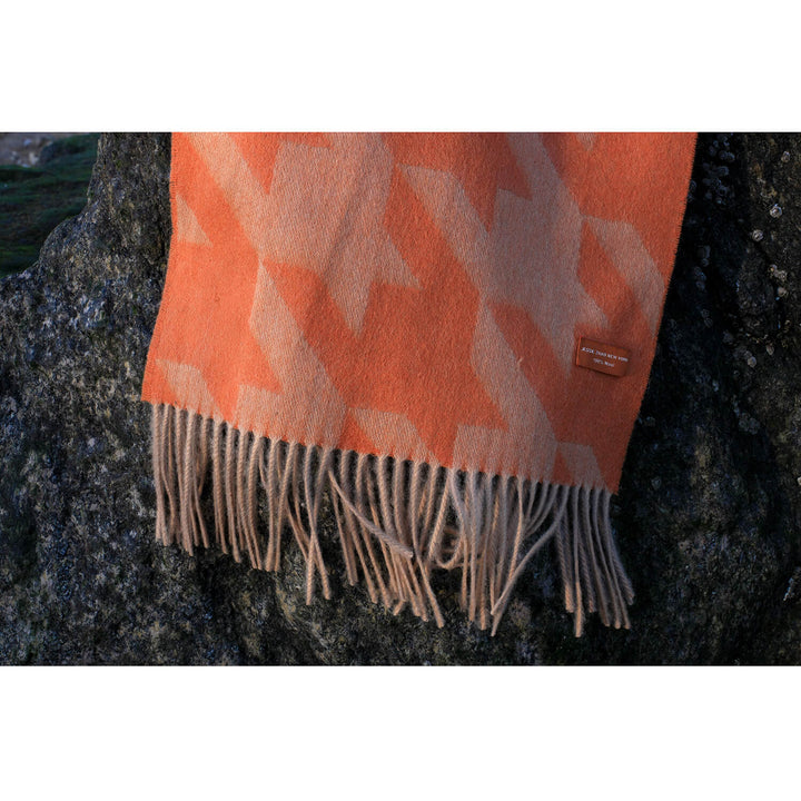 Houndstooth Wool Scarf - Orange