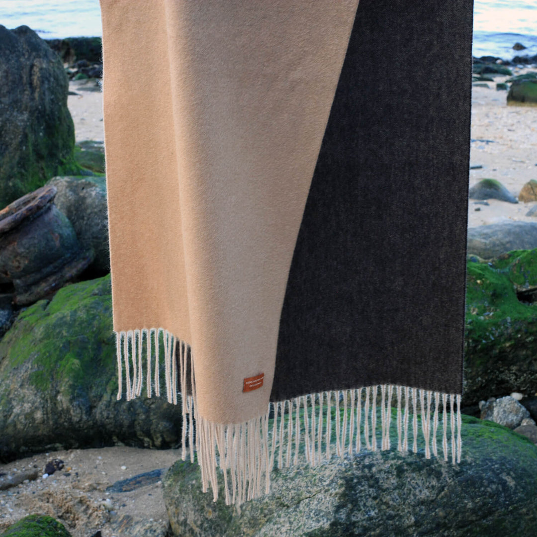 Ombre Cashmere Scarf - Camel & Grey