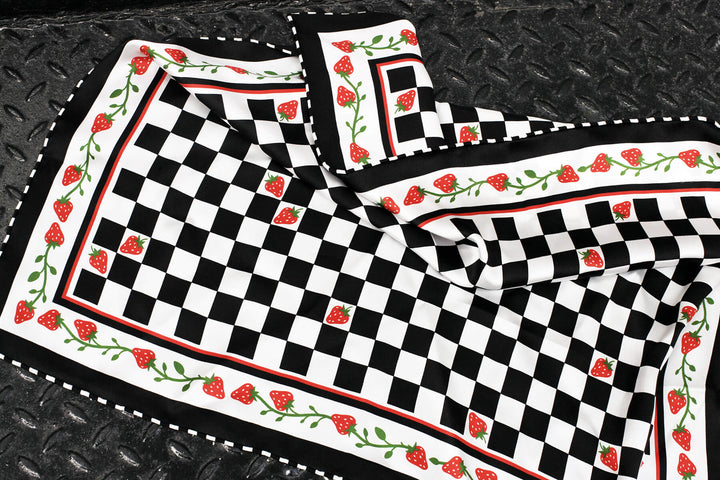 Double Sided Silk Scarf Of Checkerboard Imagination