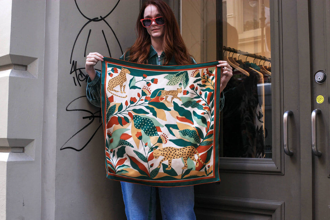Double Sided Silk Scarf Of Green Wonderland
