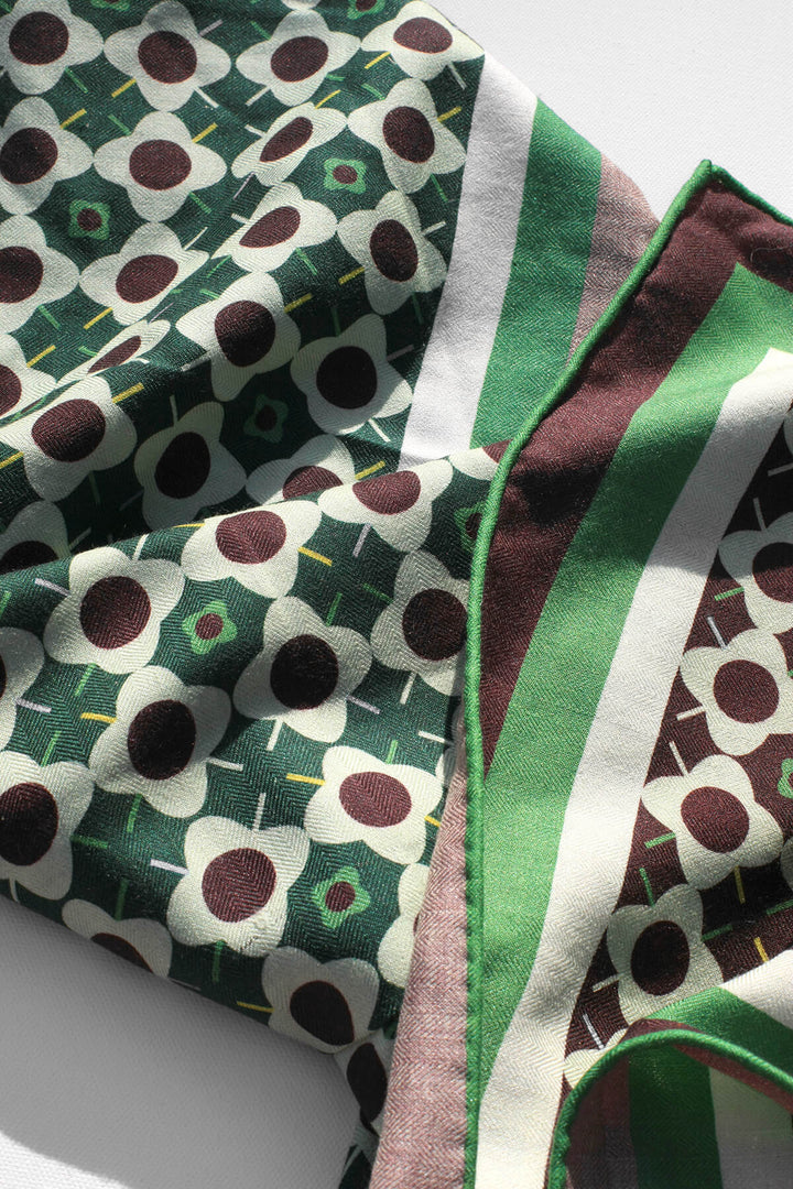 Double Sided Wool Silk Scarf Of Polka Dot Bloom