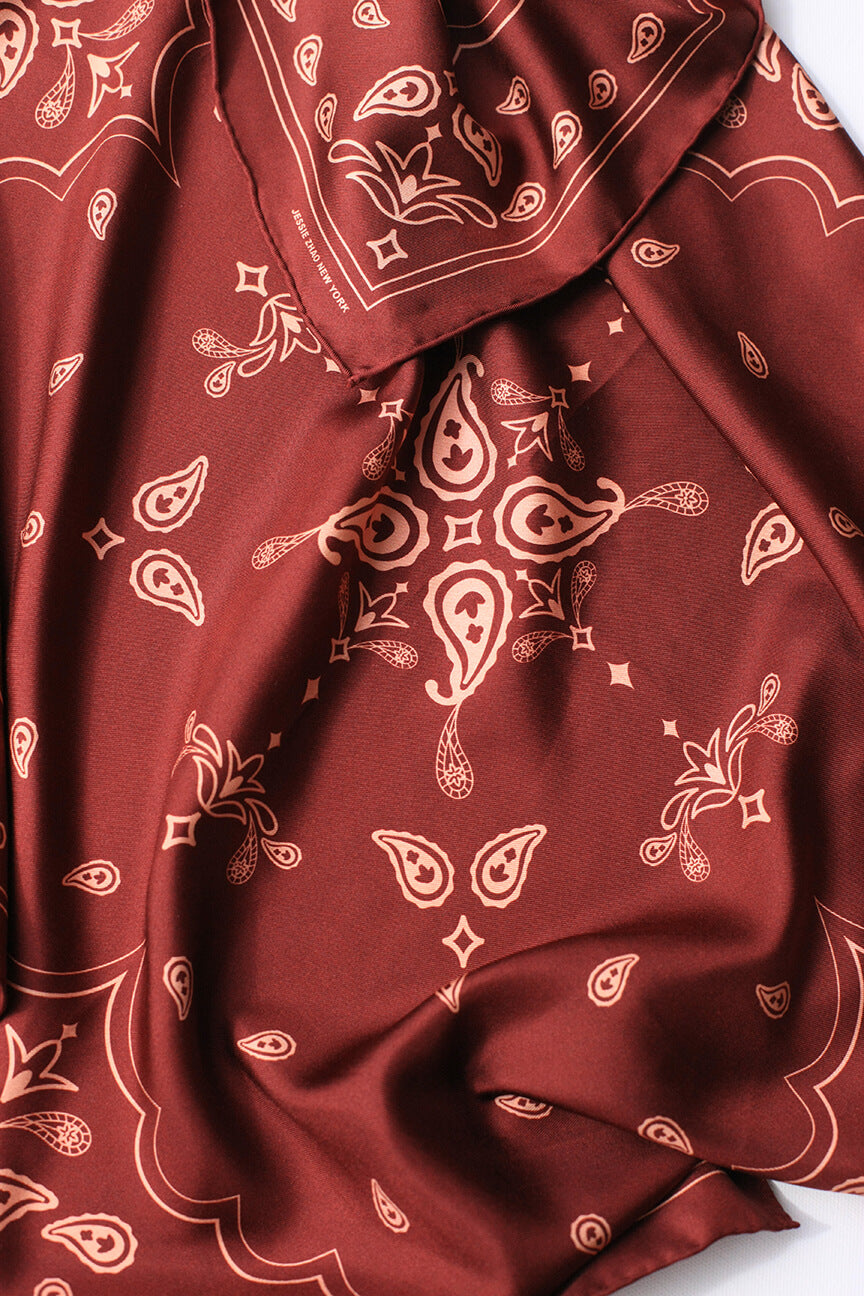 Scarlet Paisley Double Sided Silk Scarf