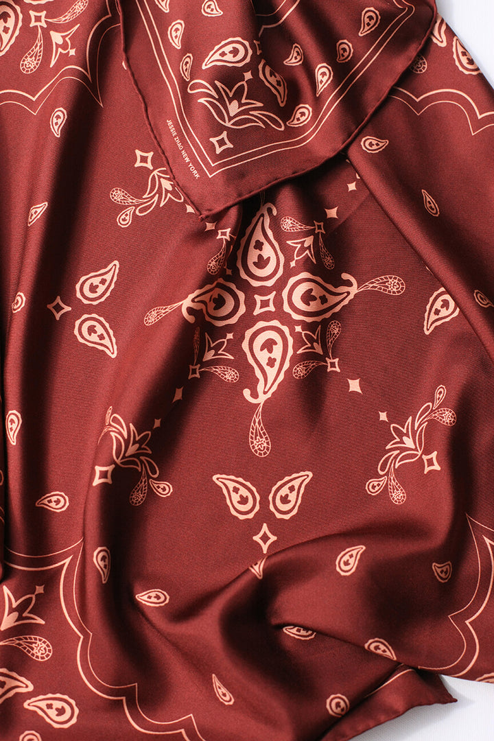 Scarlet Paisley Double Sided Silk Scarf