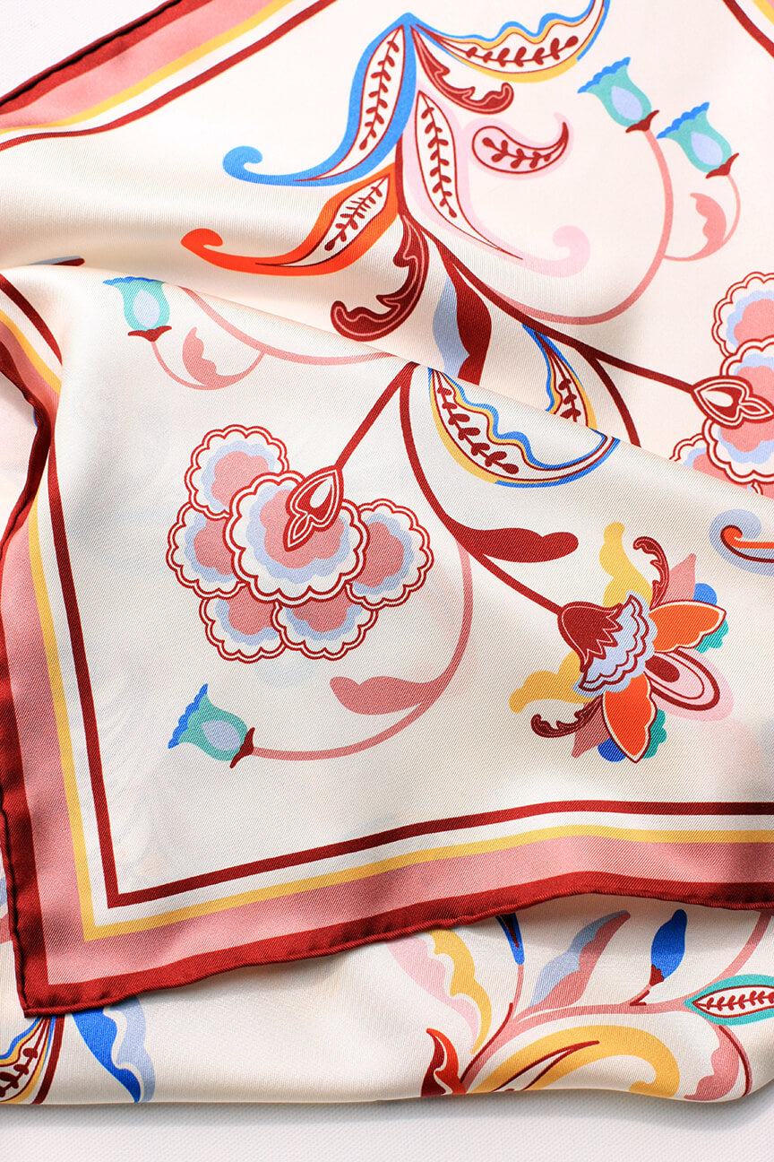 Terra Paisley Double Sided Silk Scarf