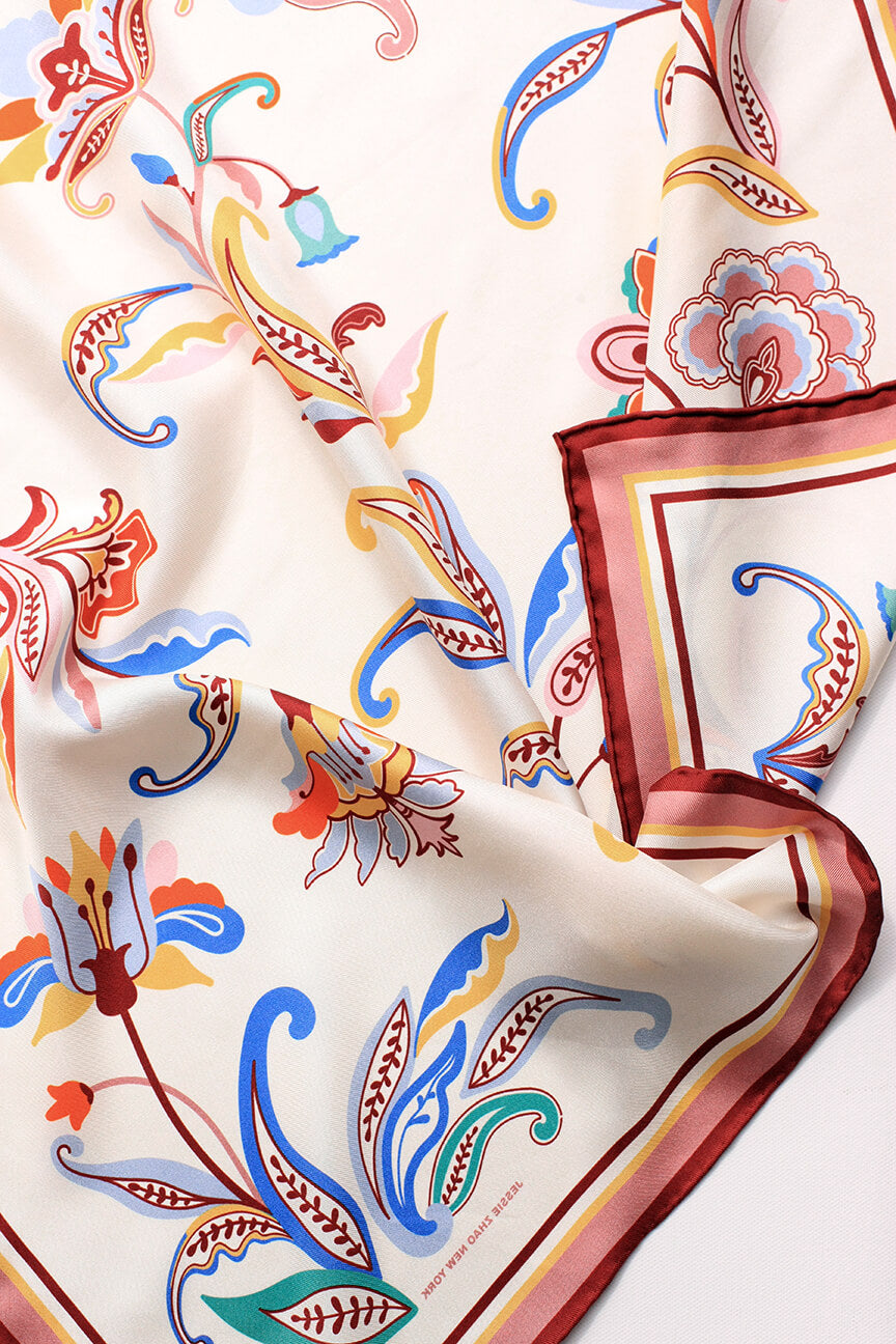 Terra Paisley Double Sided Silk Scarf